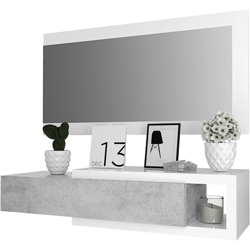 Eglemtek - Mobile Entrata Maiorca Con Cassetto E Specchio , Bianco e cemento en oferta