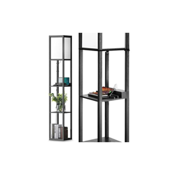 Lampada a stelo con scaffali, moderna lampada a LED alta, 2 porte USB, in legno, colore nero, per soggiorno, camera da letto e ufficio (lampadina non en oferta