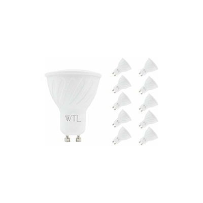 WTL - Confezione da 10 lampadine a LED GU10, equivalenti a 40 W, equivalenti (5 W), 3000 K, luce bianca calda, 400 lm, base non dimmerabile, luce su