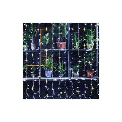 Catena di luci con 360 LED, 3 x 2 m, effetto scintillante, con 90% di luce fissa e 10% di luci lampeggianti per la decorazione natalizia (bianco