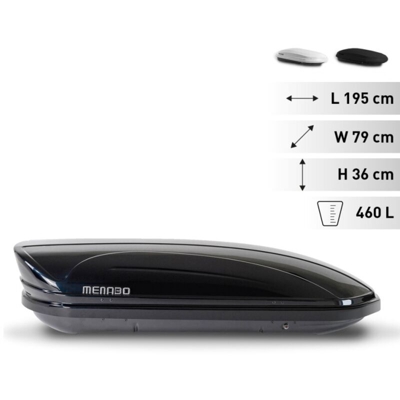 Baule box rigido da tetto auto universale 460 litri Menabò Mania | Colore: Nero