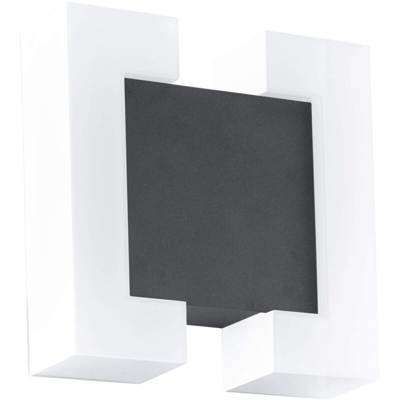 Lampada da parete a LED per esterni Sitia, 2 luci, lampada da parete in acciaio zincato e plastica, colore: Antracite, bianco, IP44 - Eglo