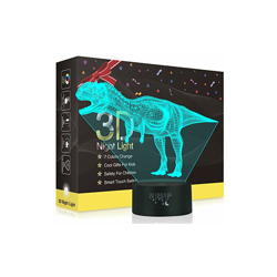 Dinosauro 3D Lampade, Illusione Ottica Luce Notturna, LED Decorazione Illuminazione Luce di Notte, 7 Colori Controllo Tattile USB Lampada Comodino en oferta
