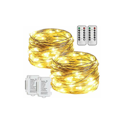 Catena luminosa a 50 LED, 5 m, con telecomando, 8 modalitÃ IP65, impermeabile, a batteria, per matrimoni e feste, colore: bianco caldo - Starker en oferta