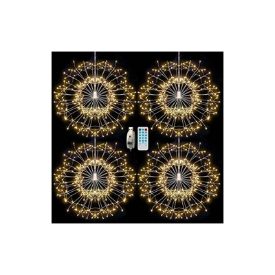 4 confezioni da 480 luci a LED per fuochi artificiali, luci a catena Starburst, USB, 8 modalitÃ , luci a catena con telecomando per giardino, Natale,