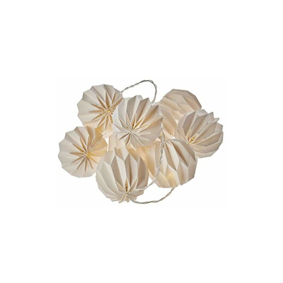 Ghirlanda di luci natalizie a LED, sfera di carta, con timer, colore bianco caldo