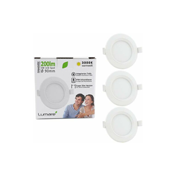 Faretto da incasso a LED, 3 W, 230 V, IP44, ultra piatto, set da 3 pezzi, per soggiorno, bagno, 68 mm di diametro, 29 mm di profonditÃ di montaggio características