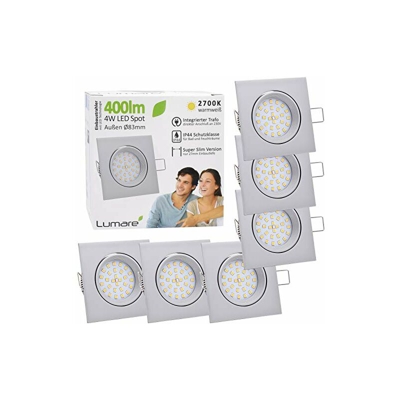 6x Faretto LED da incasso 4W 400lm IP44, extra piatto solo 27mm di profonditÃ - Faretto da soffitto a LED intercambiabile, AC230V 120Â°,