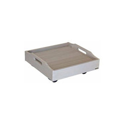 Carrello per piante VINTAGE 29 x 29 x 10,5 cm I Carrello per interni ed esterni I Portavaso in legno massello di conifere FSC®, color tortora, con características