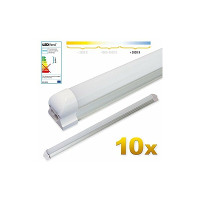 10x SMD LED Tubo 90cm integrato Bianco freddo - Tubo fluorescente T8 G13 - Cover opalino 14 W, 1400 Lumen- pronto per l'installazione - Ledvero