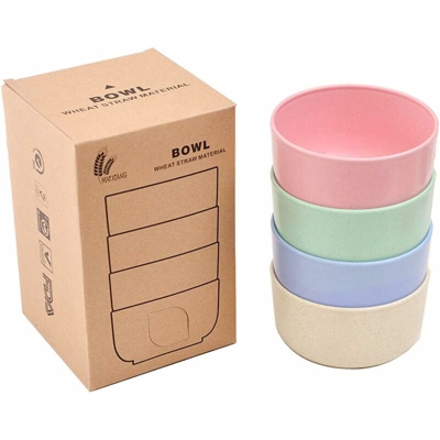 Ciotole per cereali infrangibili per bambini Ciotola per snack in fibra di paglia di grano Ciotola biodegradabile per riso, porridge, zuppe, cereali,