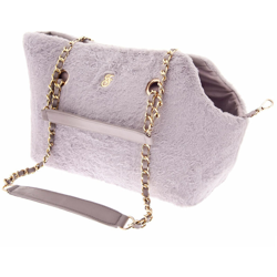 Borsa in peluche con manci in catena per cani e gatti modello F-Fur - rosa en oferta
