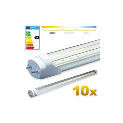 10x SMD LED Tubo 60 cm Certificazione TÃ?V Bianco caldo - Tubo fluorescente T8 G13 - Cover trasparente 8 W, 800 Lumen- pronto per l'installazione en oferta