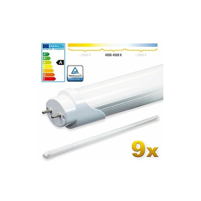 9x SMD LED Tubo 120cm Certificazione TÃ?V Bianco neutro - Tubo fluorescente T8 G13 - Cover opalino 18 W, 1800 Lumen- pronto per l'installazione