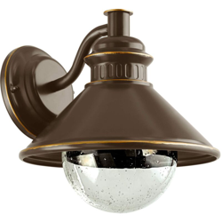 Albacete - Lampada da parete per esterni a 1 luce, in acciaio zincato, Vetro: trasparente con bolle d'aria, colore: marrone, rame, attacco: E27, IP44 precio