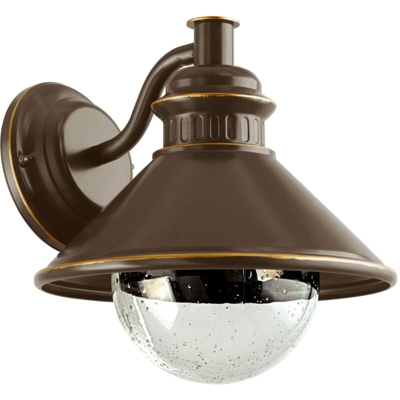 Albacete - Lampada da parete per esterni a 1 luce, in acciaio zincato, Vetro: trasparente con bolle d'aria, colore: marrone, rame, attacco: E27, IP44