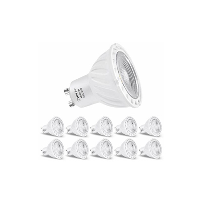 Confezione da 10 lampadine LED GU10, 6 W (sostituisce le lampadine alogene da 60 W), luce bianca fredda, 6000 K, 600 lm, non dimmerabile, GU10 LED