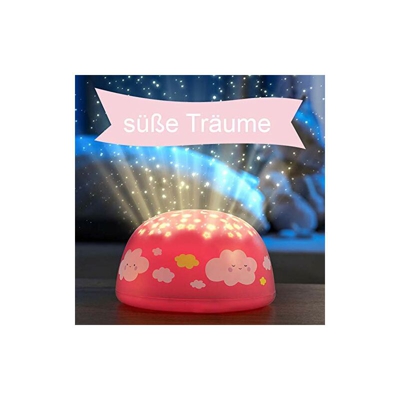 Luce notturna a LED per bambini'nuvole rosa', proiettore di stelle, modalitÃ cambio colore, 5 ninne nanne, timer 30 minuti