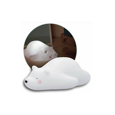 Reer Lumilu Lazy Friends Bear - Luce notturna a forma di orsetto, regalo di compleanno per ragazzi e ragazze, colore bianco, 52230