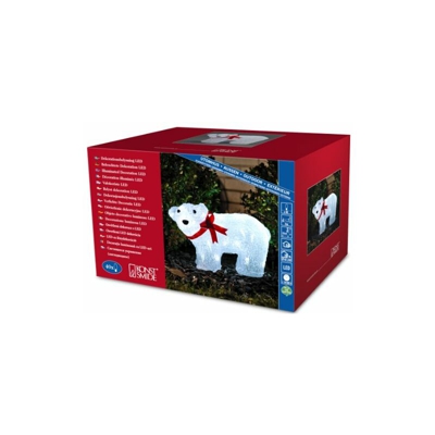 6124-203 Orso Polare A LED, in Acrilico, in Piedi, 40 Diodi A Luce Bianca Fredda, Trasformatore Esterno 24 V, 2,4 W, Cavo Trasparente - Konstsmide