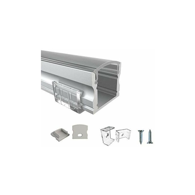 Rabando Confezione da 5 profili a LED in alluminio AGR per strisce LED da 12 mm con copertura richiudibile trasparente, 5 m