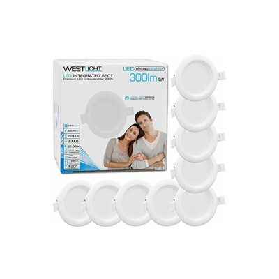 9x Faretto LED da incasso 4W 300lm 3000K ultra leggero 230V - Westlicht