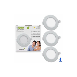 3x Faretto LED IP44 per Bagno e Doccia - Ultrasottile 26mm - Lampada Bianco Caldo da Incasso per Controsoffitto in Cartongesso - 400 Lumen 6W 230V en oferta