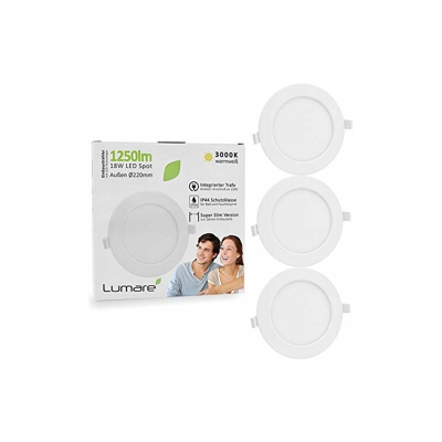 3x Faretto da incasso a LED grado di protezione IP44 ultrapiatto 18W 1250lm 230V calda luce bianca per soggiorno e ambienti esposti allâ??umiditÃ