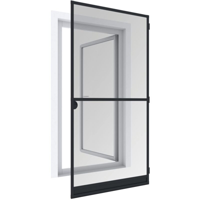 Porta Girevole Zanzariera tettoia Expert, Telaio in Alluminio per Porte, accorciabile singolarmente, 100 x 210 cm, Antracite, 03903 - Windhager