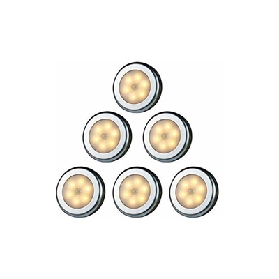 luce LED wireless con sensore di movimento per armadio, luce notturna per scale, corridoio, armadio, cucina, camera da letto, 6 pezzi (009 luce calda