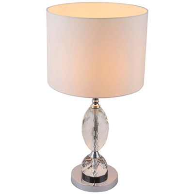 Globo - Scrivania lampada da tavolo luce cromo tessile bianco cristallo camera da letto ufficio