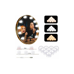 Hollywood - Specchio da trucco con luci retrattili, 10 luci dimmerabili, 7000 K, luce per trucco [Classe energetica A+++] - Zoyjitu en oferta