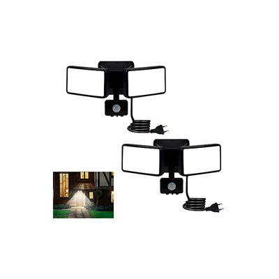 Proiettore di sicurezza da esterno e interno, 2 lampade spot impermeabili con sensore di movimento, regolabile IP65, 1600 lm, 6000 K, bianco freddo,