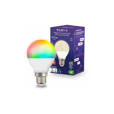 HOME_BULBBY-R - Lampada LED connessa E27, lampadina Alexa e Google Color 5 Watts 16, 16 milioni di colori - Logicom