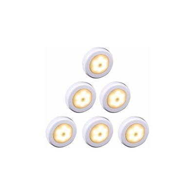 luce LED wireless con sensore di movimento per armadio, luce notturna per scale, corridoio, armadio, cucina, camera da letto, 6 pezzi (009 luce calda