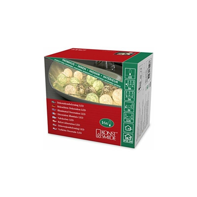 Konstsmide catena luminosa decorativa a LED, Bianca/Grigia/azzurre palline in cotone, misura piccola, 16Â diodi a luce bianca calda, 24Â V