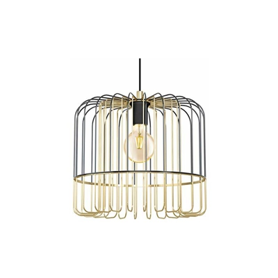 Eglo Asunción - Lampada a sospensione industriale, vintage, retrò, in acciaio nichelato nero, ottone, lampada da tavolo da pranzo, lampada da
