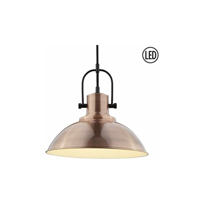 VEC1001LED - Lampadario da soffitto Vecchio in rame anticato, stile industriale, vintage, 325 mm, 1 lampadina LED E27 ES inclusa, 4,3 W - Britalia