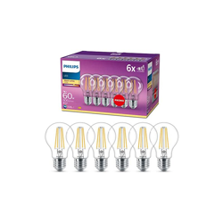 Philips Lampadina LED Goccia Filamento, 6 Pezzi, Equivalente a 60W, Attacco E27, Luce Bianca Calda, non Dimmerabile características