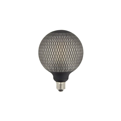 Lampadina LED decorativa a filamento G125, attacco E27, 4 W Cons, 2700 K, aspetto rete nera, lampadina standard decorativa per camera e stanza da