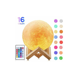 Lampada a forma di luna, luce notturna della luna, con supporto a 16 colori, luce calda e fredda, telecomando e controllo touch - Local Makes A en oferta