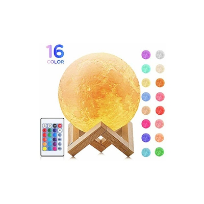 Lampada a forma di luna, luce notturna della luna, con supporto a 16 colori, luce calda e fredda, telecomando e controllo touch - Local Makes A