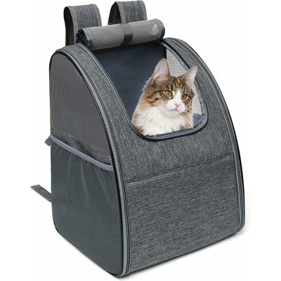 Zaino per cani gatto Zaino pieghevole per cani traspirante Zaino pieghevole per gatti con telaio integrato per gite a piedi 34 * 28 * 42 cm Grigio
