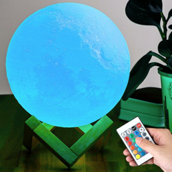 Lampada Tavolo Luna 15cm Luce LED RGB Cambio Colore Moon Lamp USB Telecomando en oferta