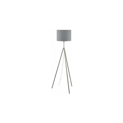 Eglo Scigliati - Lampada a stelo moderna, in acciaio e tessuto, lampada da soggiorno in nichel opaco, grigio e argento, con interruttore a pedale,