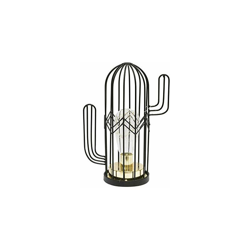 THE HOME DECO FACTORY la9968 l mpara de mesa Cactus LED 18 cm, metal, negro características