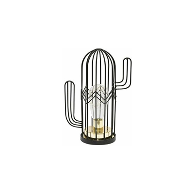 THE HOME DECO FACTORY la9968 l mpara de mesa Cactus LED 18 cm, metal, negro
