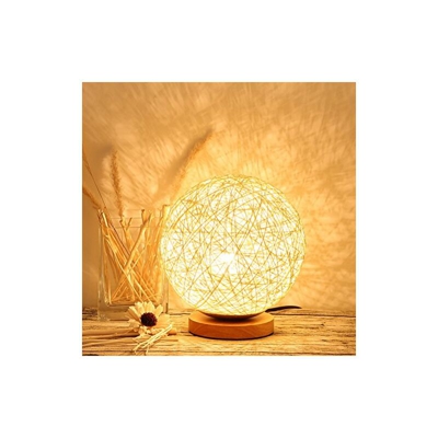 Lampada da tavolo a LED con sfera in rattan regolabile, lampada da tavolo a LED, lampada da scrivania per feste in casa (15 cm, beige) - Uonlytech