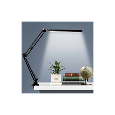Lampada da scrivania a LED, con pinza regolabile, pieghevole, 3 modalitÃ di colore, lampada da tavolo da architetto con braccio girevole in metallo,