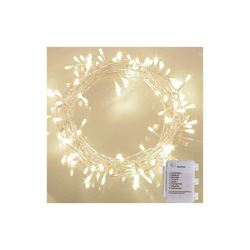 Catena luminosa da 100 LED per esterni, funzionamento a batteria, con timer, luce bianca calda, per Natale, feste, matrimoni, compleanni, party, New características